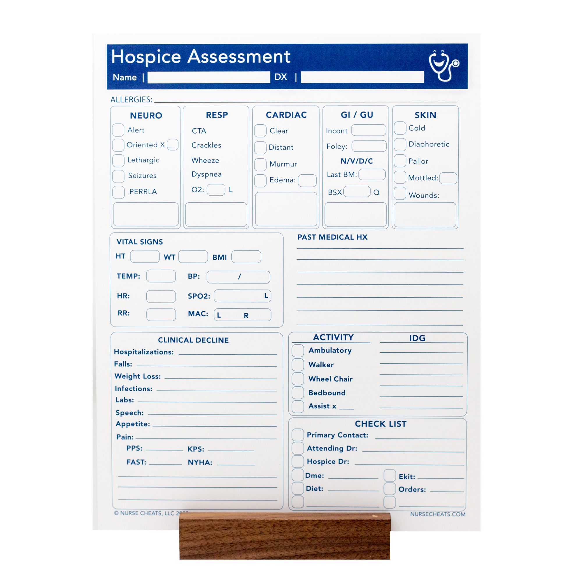 Our Ultimate Hospice Bundle includes our best-selling Hospice Assessment Form on synthetic material for easy copying. Not recommended for automatic feeders.