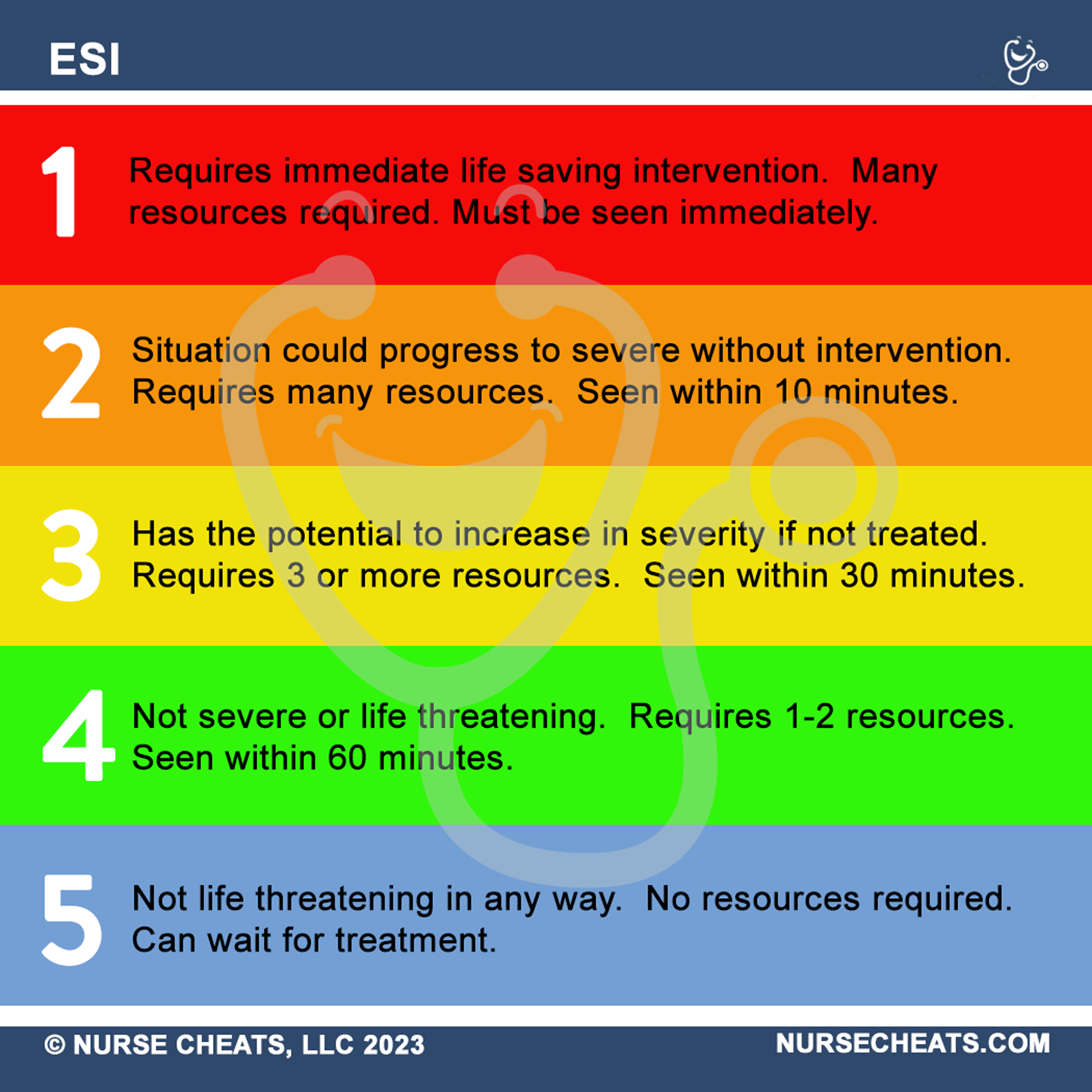 Side 1 of our ESI Triage Badge Buddy contains the ESI Triage Classification.