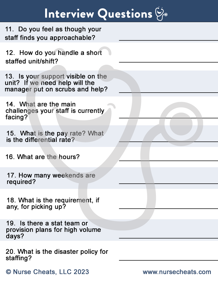These interview questions are a must-have for new nurses and its FREE with the discount.