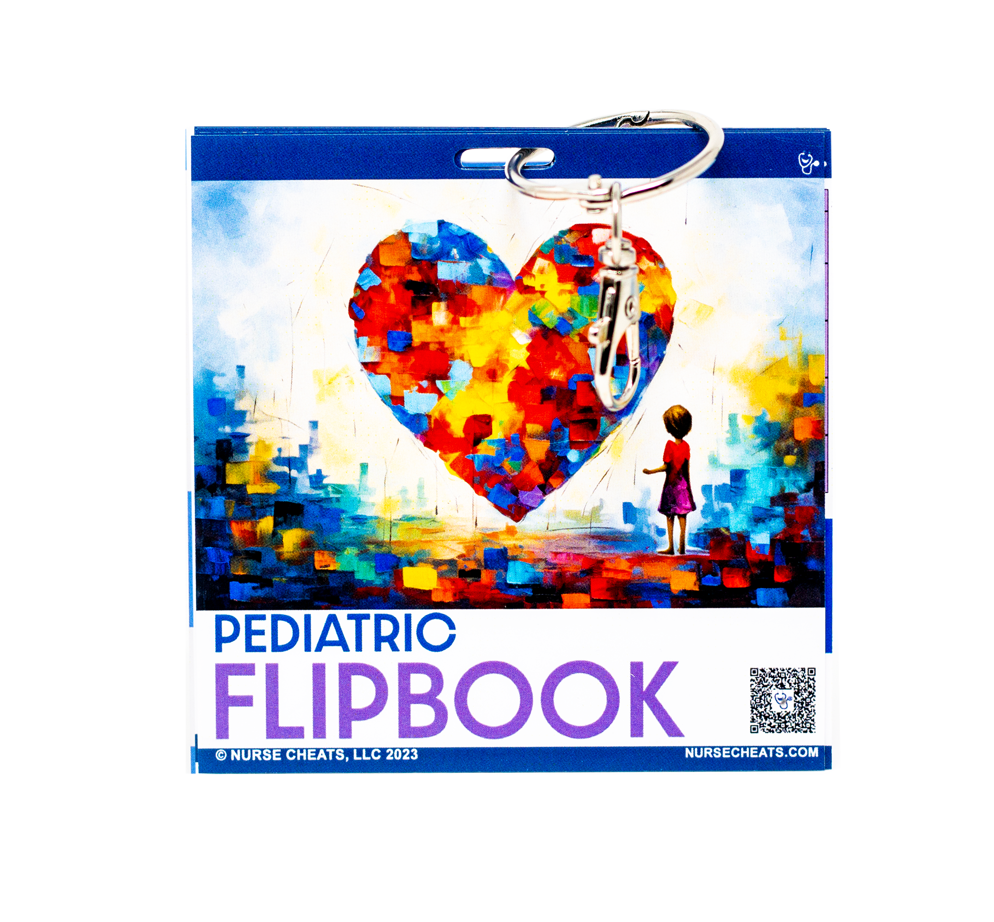 Our pediatric flip book is 6 badge buddies' worth of information pertaining to pediatric patients. It includes pediatric vital signs, flacc scale, immunizations, PALS, Milestones, common medications and more.