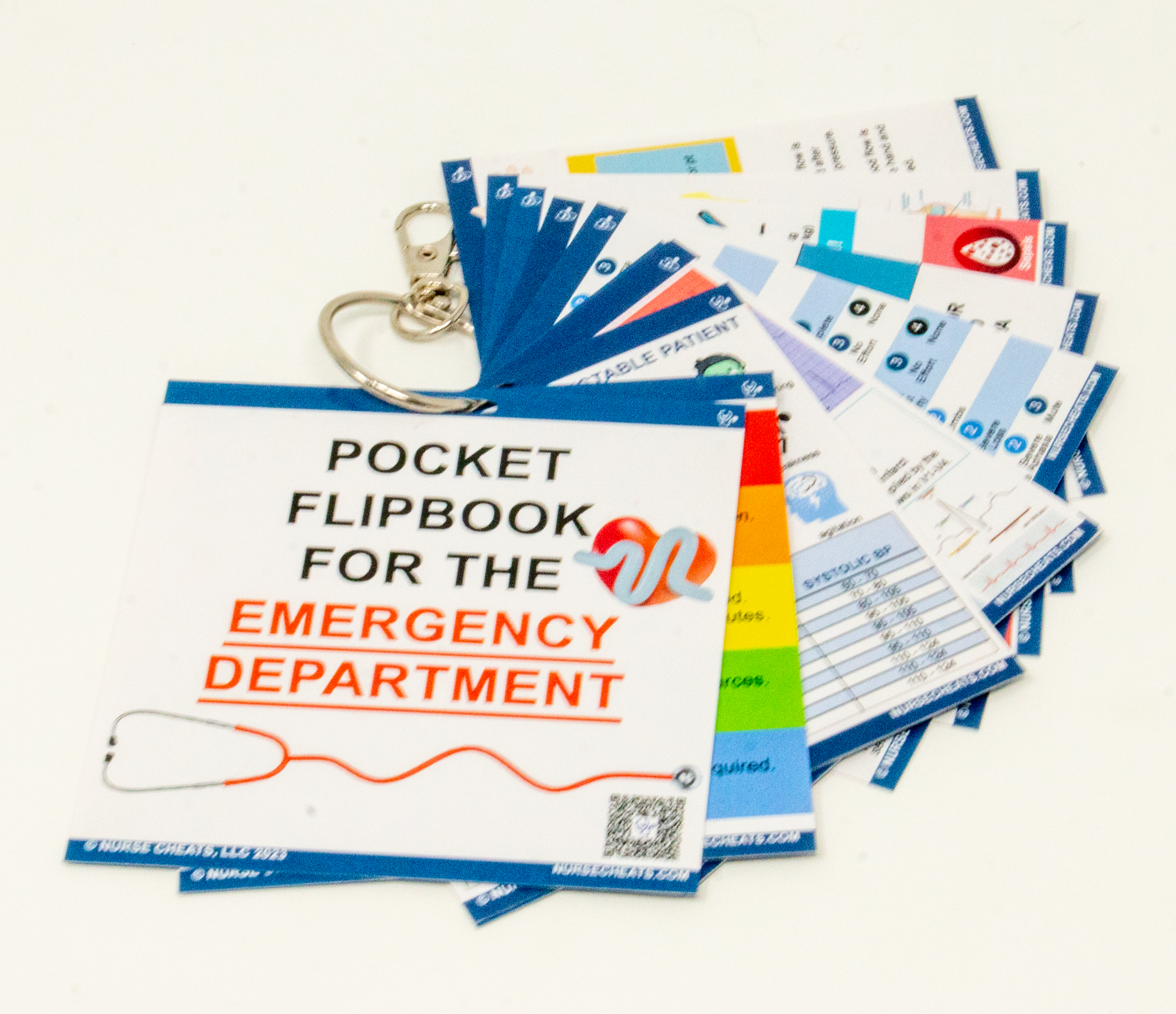 Our ER Flip Book is the perfect emergency medicine guide for any medical professional. Packed with concise instructions on how to handle a variety of medical emergencies, this flip book is a must-have for any emergency room. Stay prepared with the ER Flip Book.