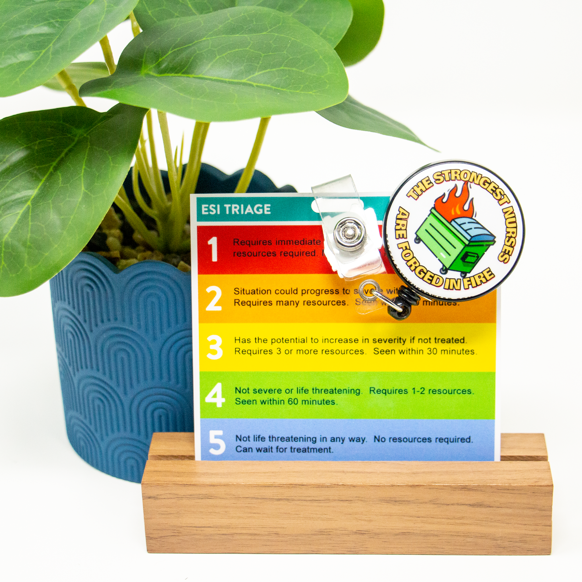 This ER Triage Badge is for Emergency Nurses. It contains the ESI Triage levels as well as what constitutes a resource and danger vital signs for pediatric patients.