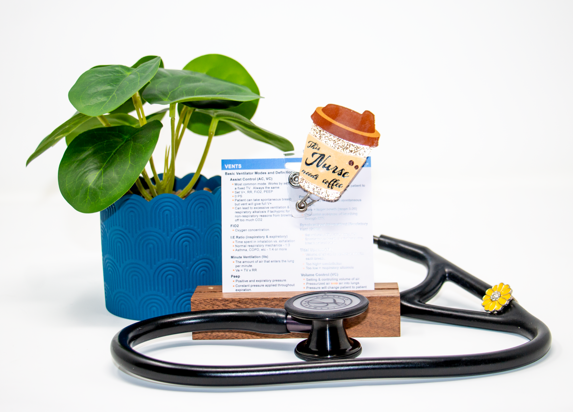 Our Vents badge for inpatient nurses is a critical badge to have if you work anywhere there are bi-paps and ventilation. It contains necessary information including alarms, monitoring tips and more.