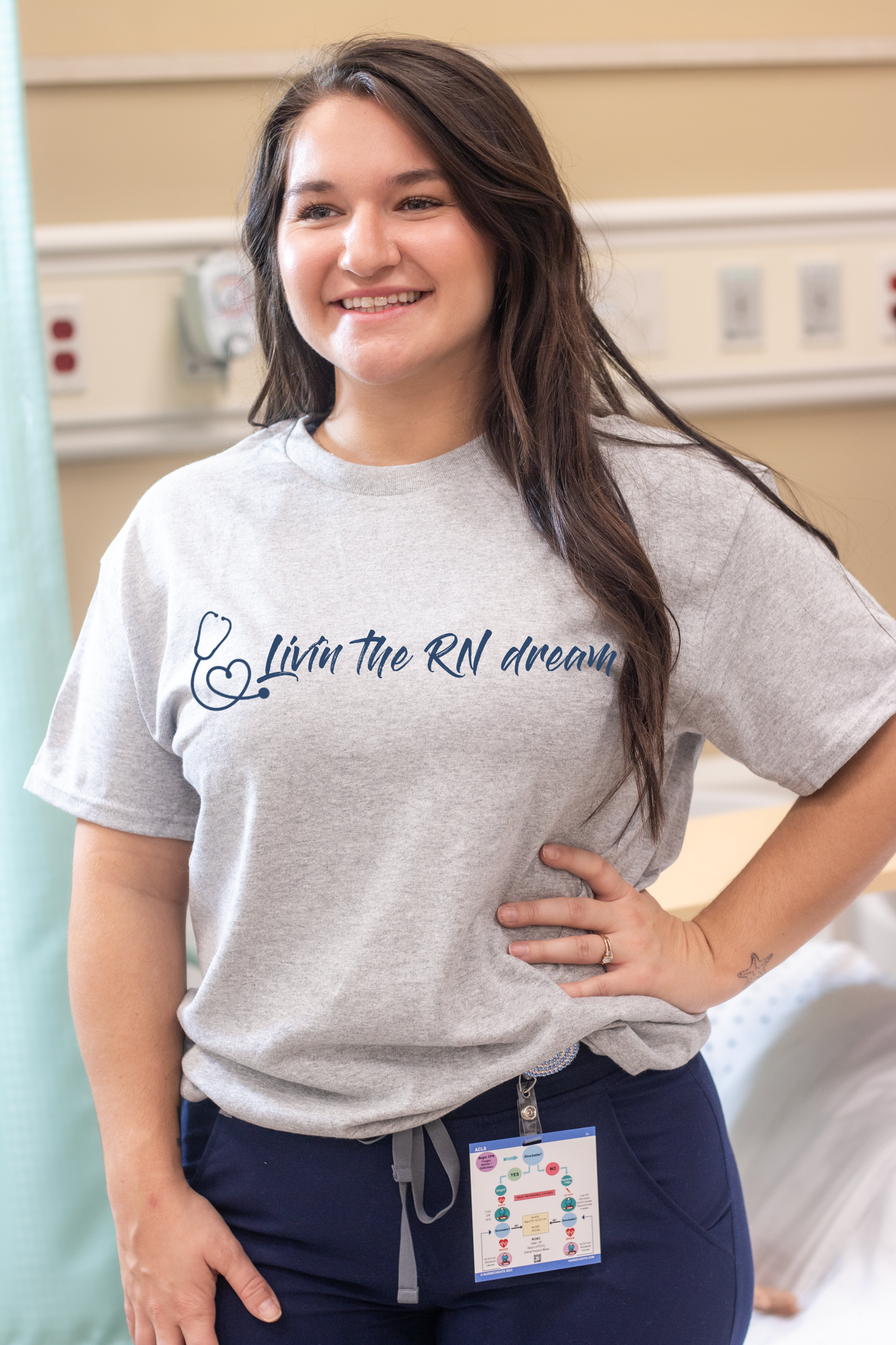 This cute basic tee is perfect for nurses in all specialties.  Perfect to pair with scrubs or jeans.