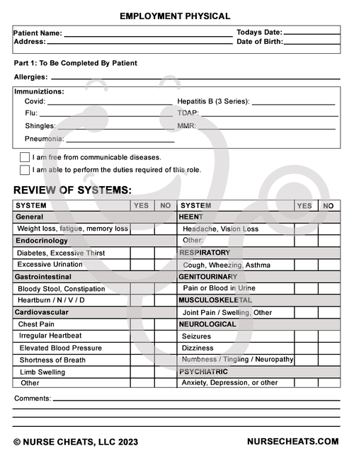 Employment - Physical (Printable and Downloadable)