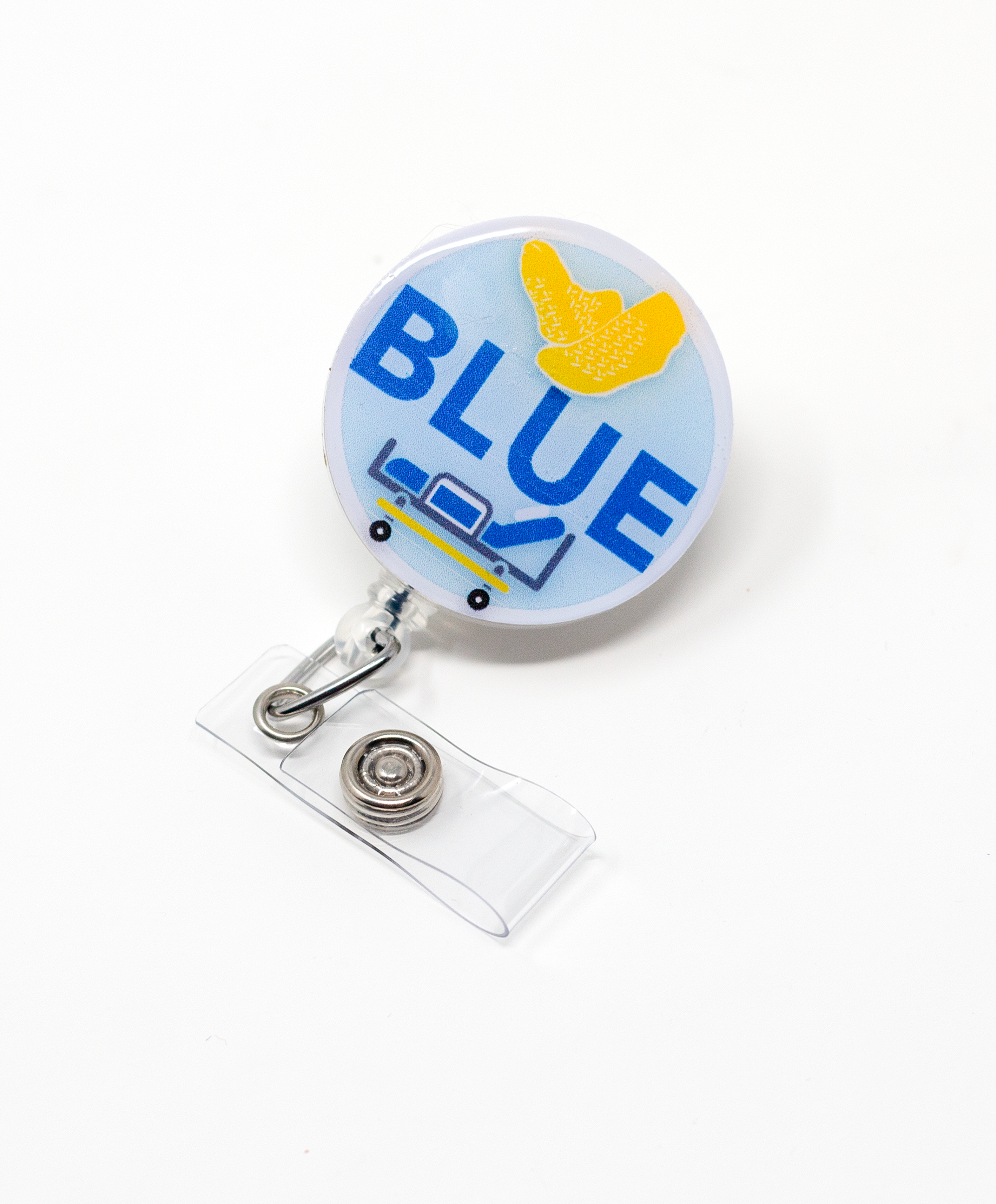 Sock Blue Bed BIMS Badge Reel. &nbsp;Our cute badge reel has a 26" pull and an alligator clip for extra grip. &nbsp;Perfect for all nurses.