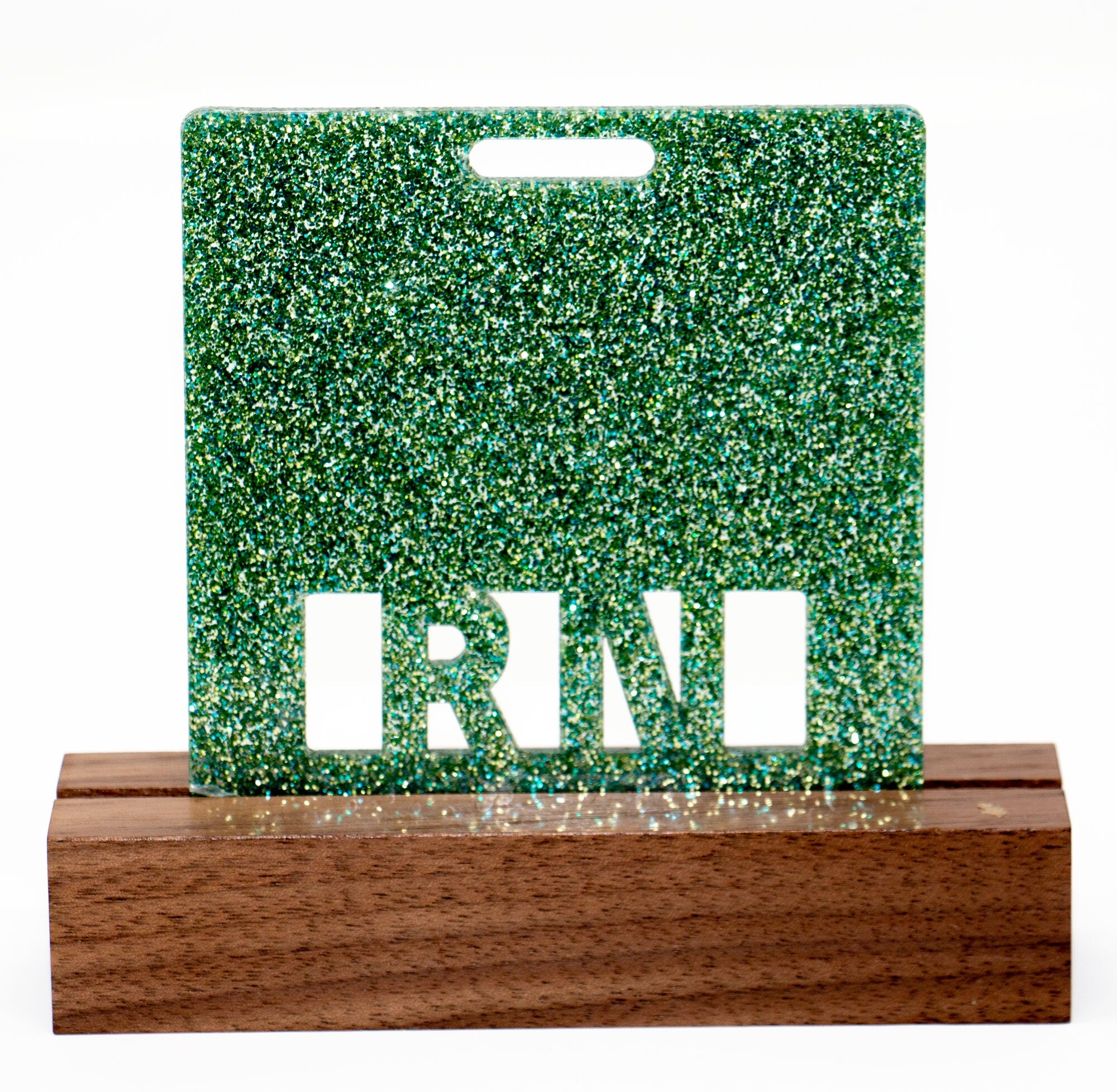 green glitter badge